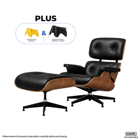 Eames Lounge Chair and Ottoman (Walnut/Black) Bundle
