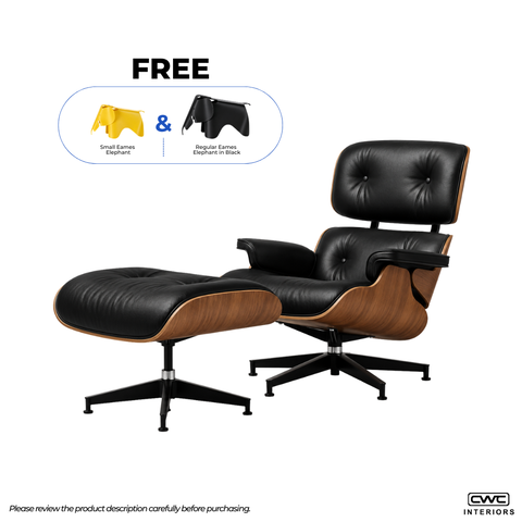 Eames Lounge Chair and Ottoman (Walnut/Black) Bundle