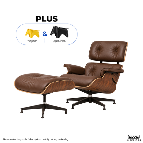 Eames Lounge Chair and Ottoman (Black/Truffle) Bundle